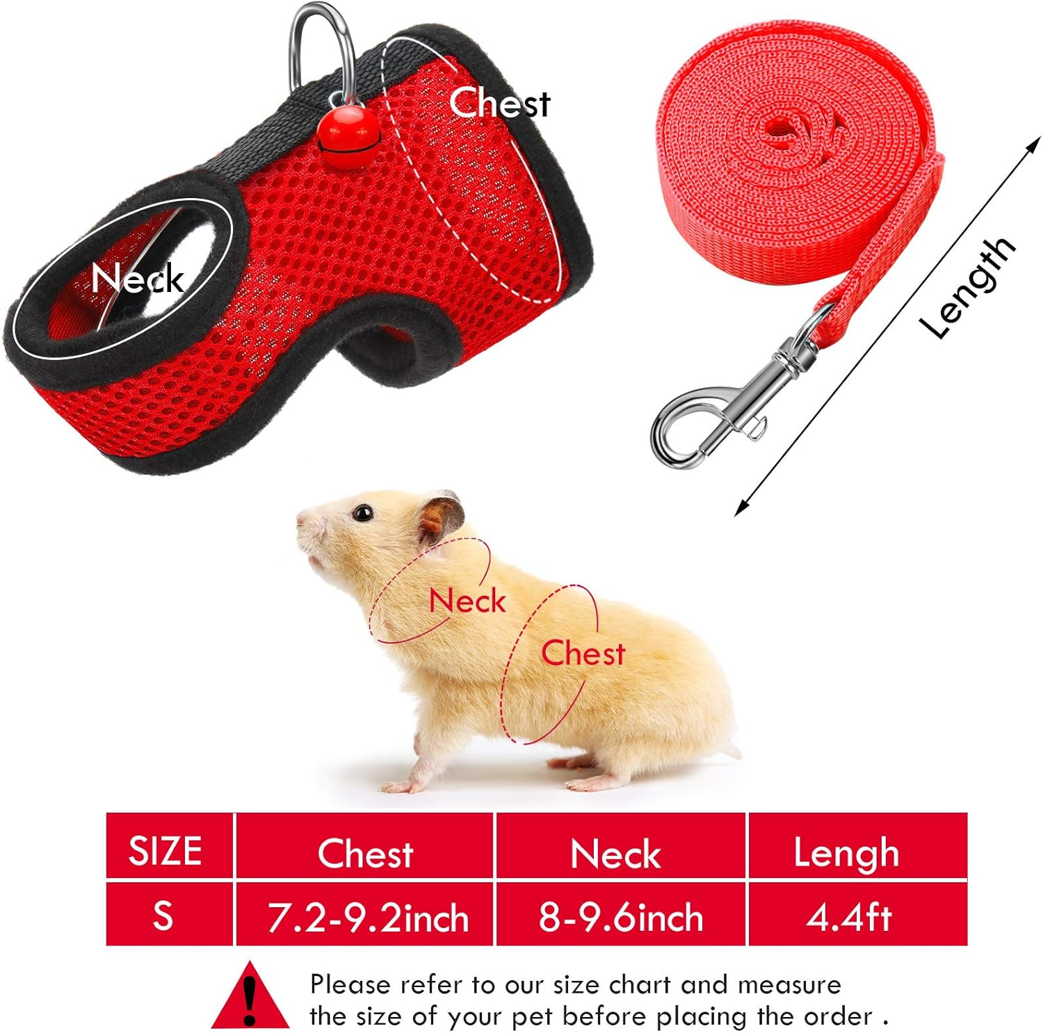 Pet Small Mesh Soft Leash and Harness Pig Guinea Pieces 3 SATINIOR