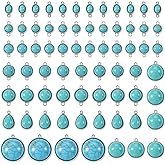 Pandahall 70Pcs Tibetan Style Teardrop Turquoise Connector Charms - Round Bohemian Earring Retro Antique Silver Western Link for DIY Boho Necklace Jewelry Making