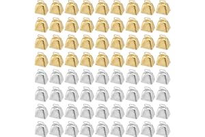 KEILEOHO 72 PCS Mini Cow Bells, Metal Cowbell for Crafts, Wind Chimes, Wedding, Parties Decorations, Gold and Silver, 1 Inch