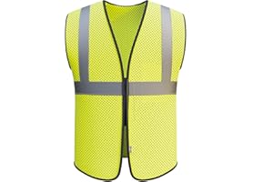 OccuNomix Safety Vest for Men, High Visibility, Class 2, 2" Reflective Tape, Ultra Light 3.8 oz Bird's Eye Breathable Mesh, Rapid Cooling, 100% ANSI, 1 Chest Pocket, ECO-GC-Y2/3X, Yellow