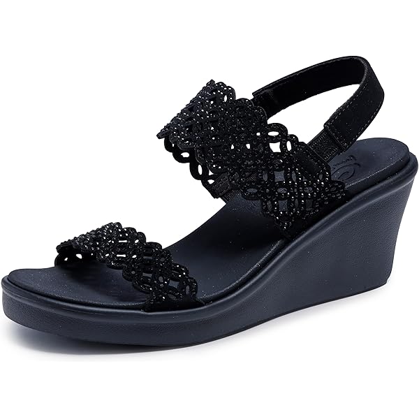 Amazon.com | SKECHERS(スケッチャーズ) Women's Slip-on Wedge Sandal