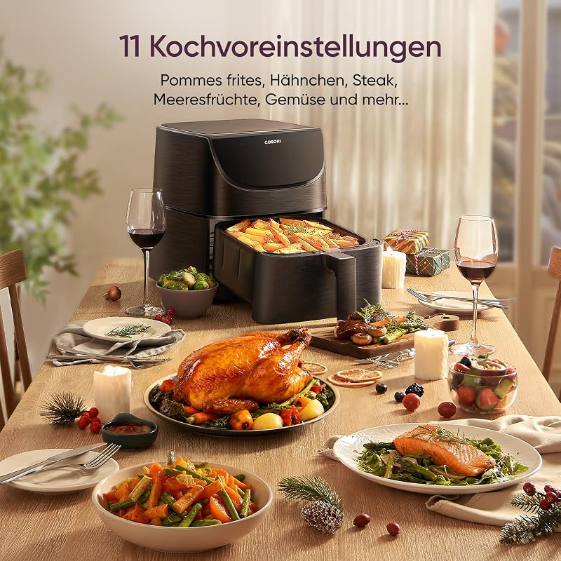 Airfryer, mit Shake-Reminder, 11-in-1 5,5L Heißluftfritteuse