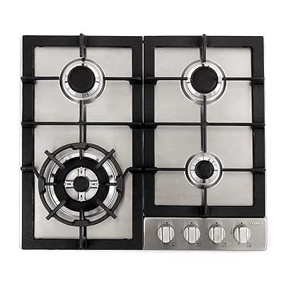Cosmo 24" Gas Cooktop with 4 Sealed Burners, Stainless Steel