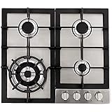 Cosmo 640STX-E 24" Gas Cooktop with 4 sealed Burners, Counter-Top Cooker Cooktop with Cast Iron Grate Stove-Top, Melt-Proof M