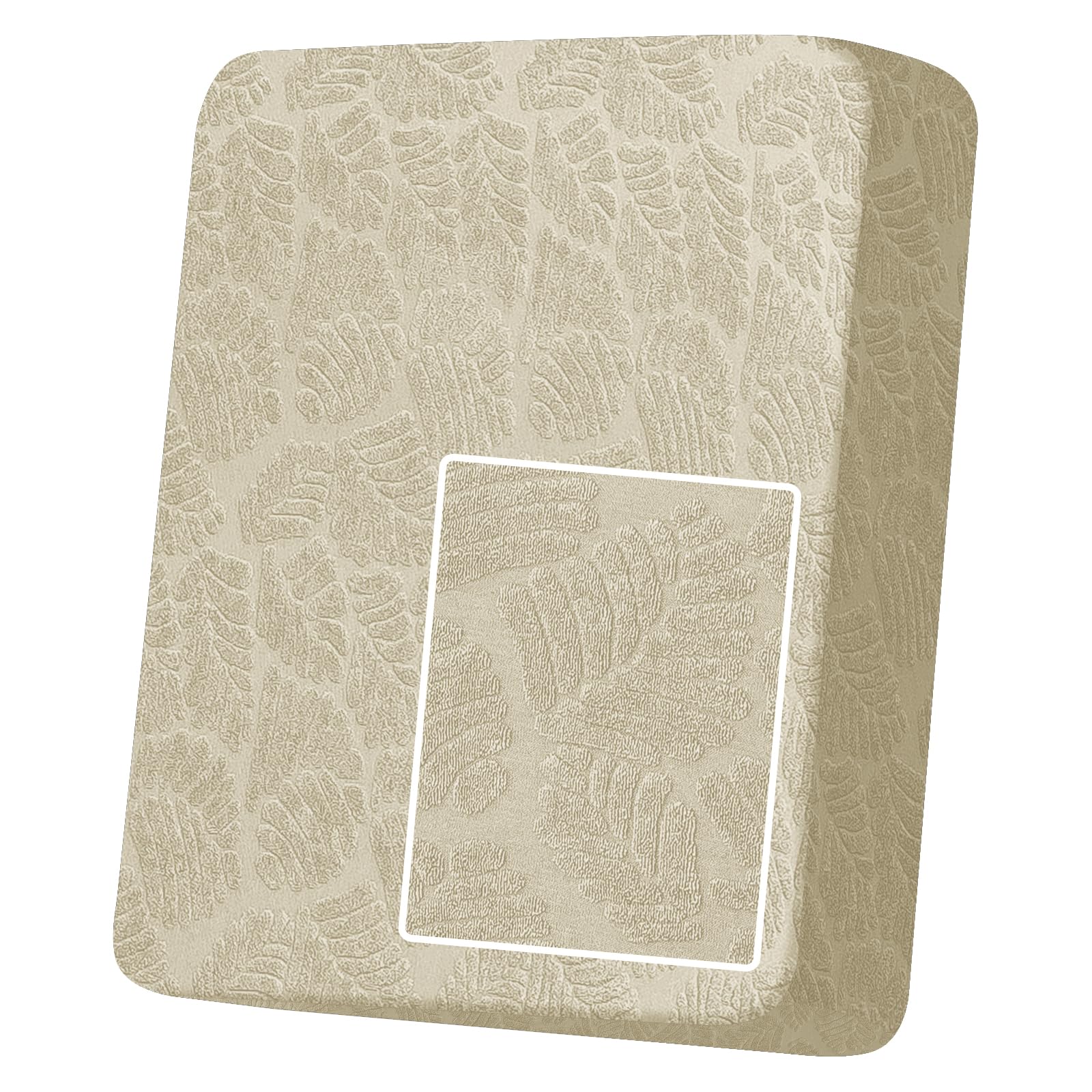 MAXIJIN Stretch Sofa Seat Cushion Cover Jacquard Sofa Seat Cover Non-Slip Couch Seat Slipcover Protector Replacement for Individual Cushion with Elastic Bottom (Beige, Large 1 Seater)