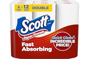 Scott Paper Towels, Choose-A-Sheet, 6 Double Rolls = 12 Regular Rolls (108 Sheets Per Roll)