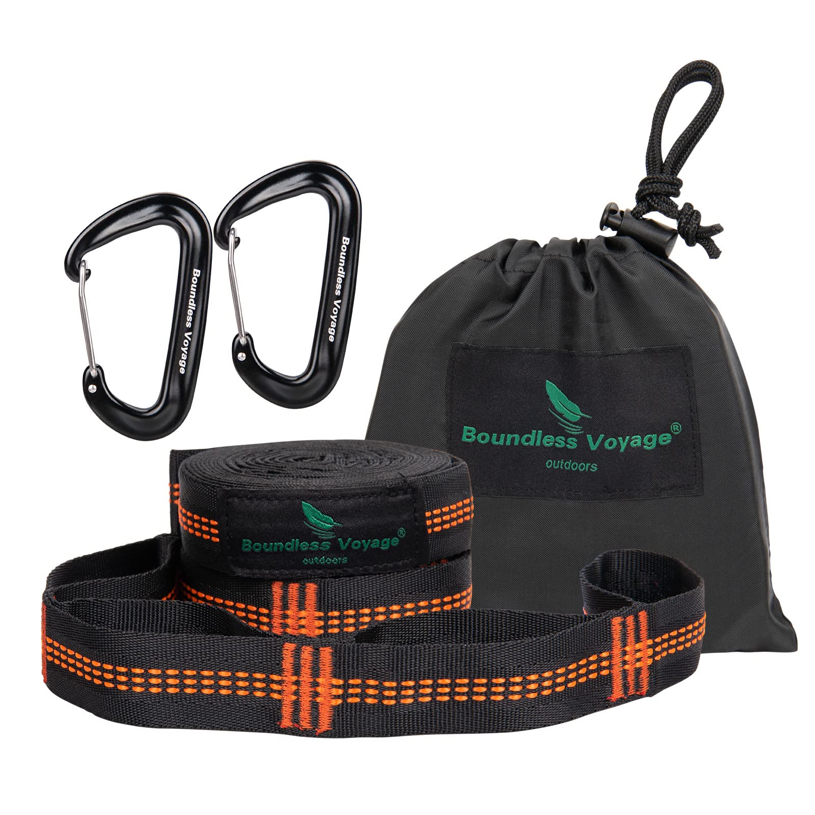 Boundless Voyage Camping Hammock Accessories Multi function Tree Hanging Straps Children Swing Rope Hold 200KG 10 Rings Hammock Straps 2 Pack(bv1027-orange)