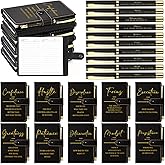 Tenceur 10 Sets Pocket Notebooks with Pens Positive Gifts A6 Leather Journals Bulk for Employee Coworker Student Office Supplies Motivational Gifts, 160 Lined Pages/Notebook (Black)