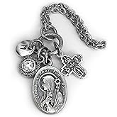 St. Bridget of Ireland Necklace, Keychain or Clip, Patron Saint Confirmation Gift, Birthstone Crystal and Initial Charm