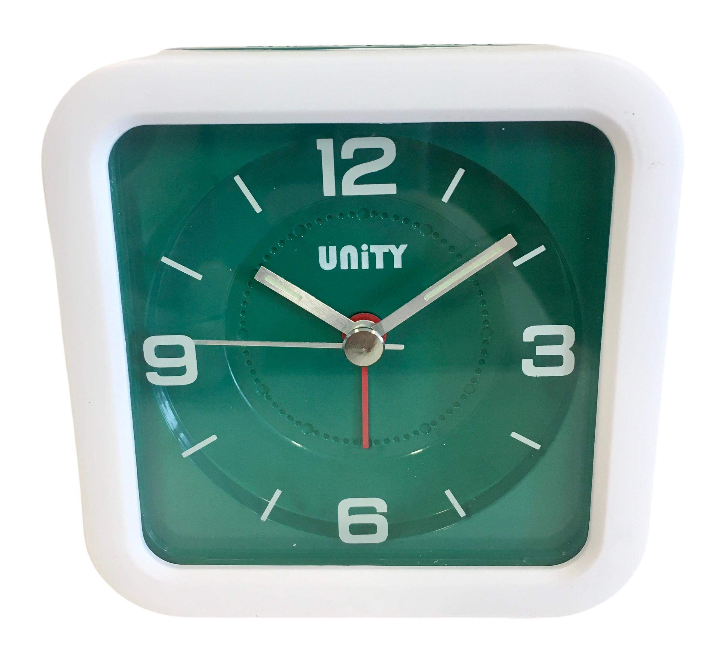 Unity Square Beep Alarm Clock-49021, Green & White, 9.5 x 9.5 x 4.5 cm