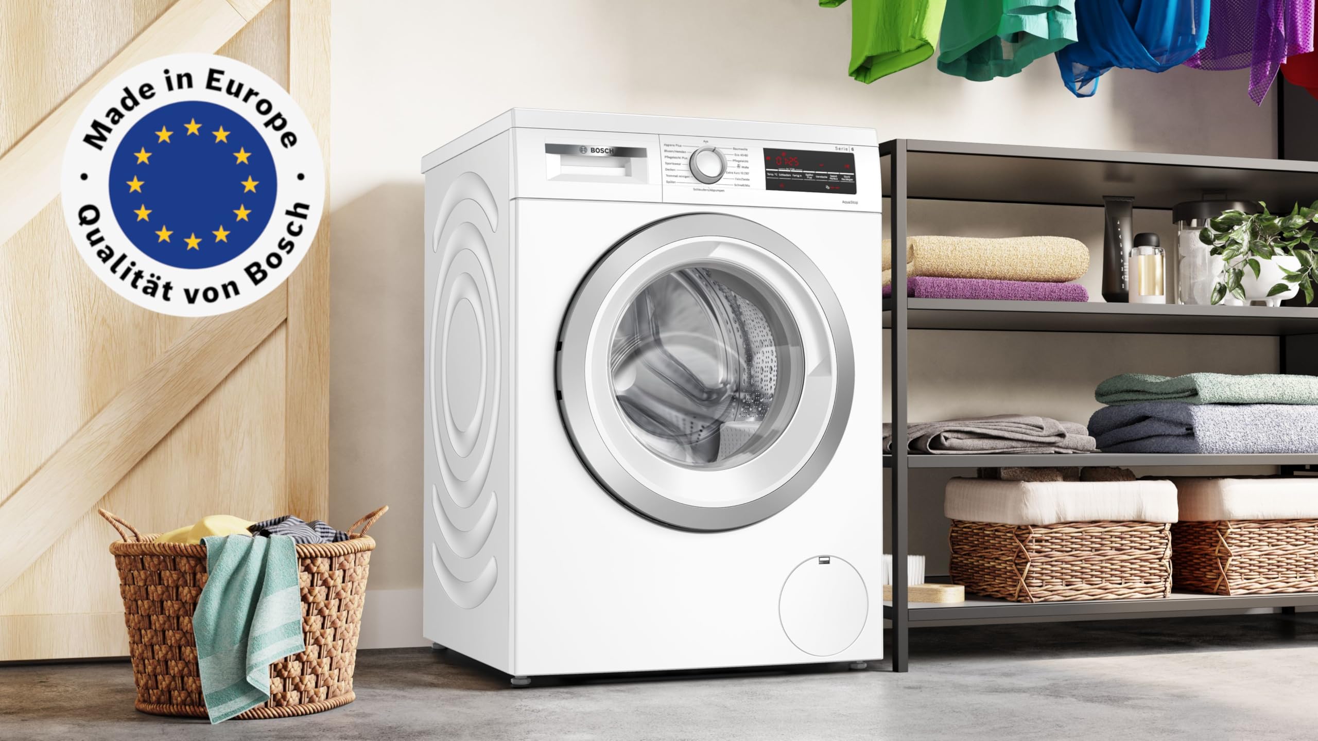 Bosch WUU28T42 Serie 6 Waschmaschine 9 kg, Unterbaufähig, 1400 UpM, Maximale Energie- und Wasserersparnis, Speed Perfect, Extraprogramme für Sport, Dunkles und Babykleidung, Nachlegefunktion 2