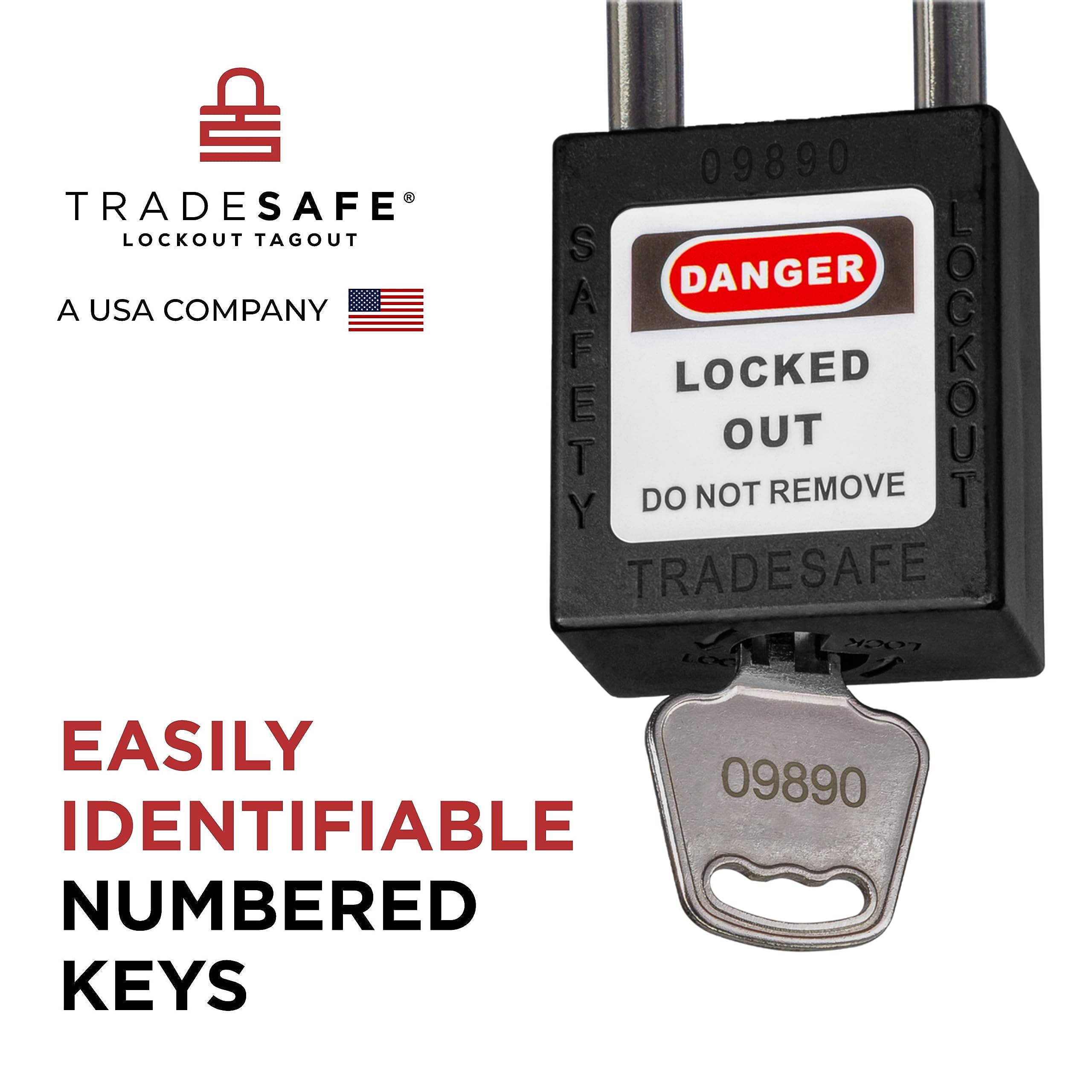 Mua TRADESAFE Lockout Tagout Lock Sets, 10 Black Keyed Alike Safety ...