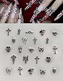 130pcs 3D Silver Goth Nail Charms Y2K Chrome Nails