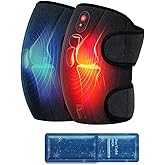 CooCoCo Knee Massager with Heat/Cold, FSA Eligible, Heated Knee Brace Wrap Warmer for Pain Relief, Knee Heating Pad for Dad Mom Husband Wife