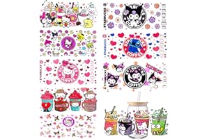 GETRIC UV DTF Cup Wrap Transfer Stickers for Glass, 9 Sheets Cup Rub on Transfers for Crafting Cup Decal Stickers for 16OZ Libbey Glass Cups Furniture Craft Wood DIY Crafts (Style 3)