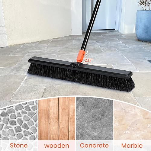 thumbnail image 2 of Yocada 24 Inch Push Broom - 65.3 Inch Heavy-Duty Outdoor Broom With Stiff Bristles 2 of 11