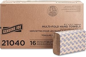 Genuine Joe GJO21040 Multifold Natural Towels (16 Packs, 250 per pack)