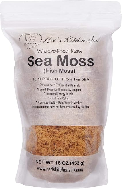 Amazon Com Wildcrafted Sea Moss Irish Moss 100 Natural Makes 240 Oz Of Gel Imported From St Lucia Dr Sebi 16oz Health Personal Care