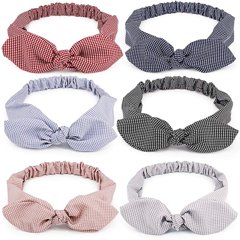 6 Pcs Women Bow Headbands Chiffon Fabric Little Stars Pattern