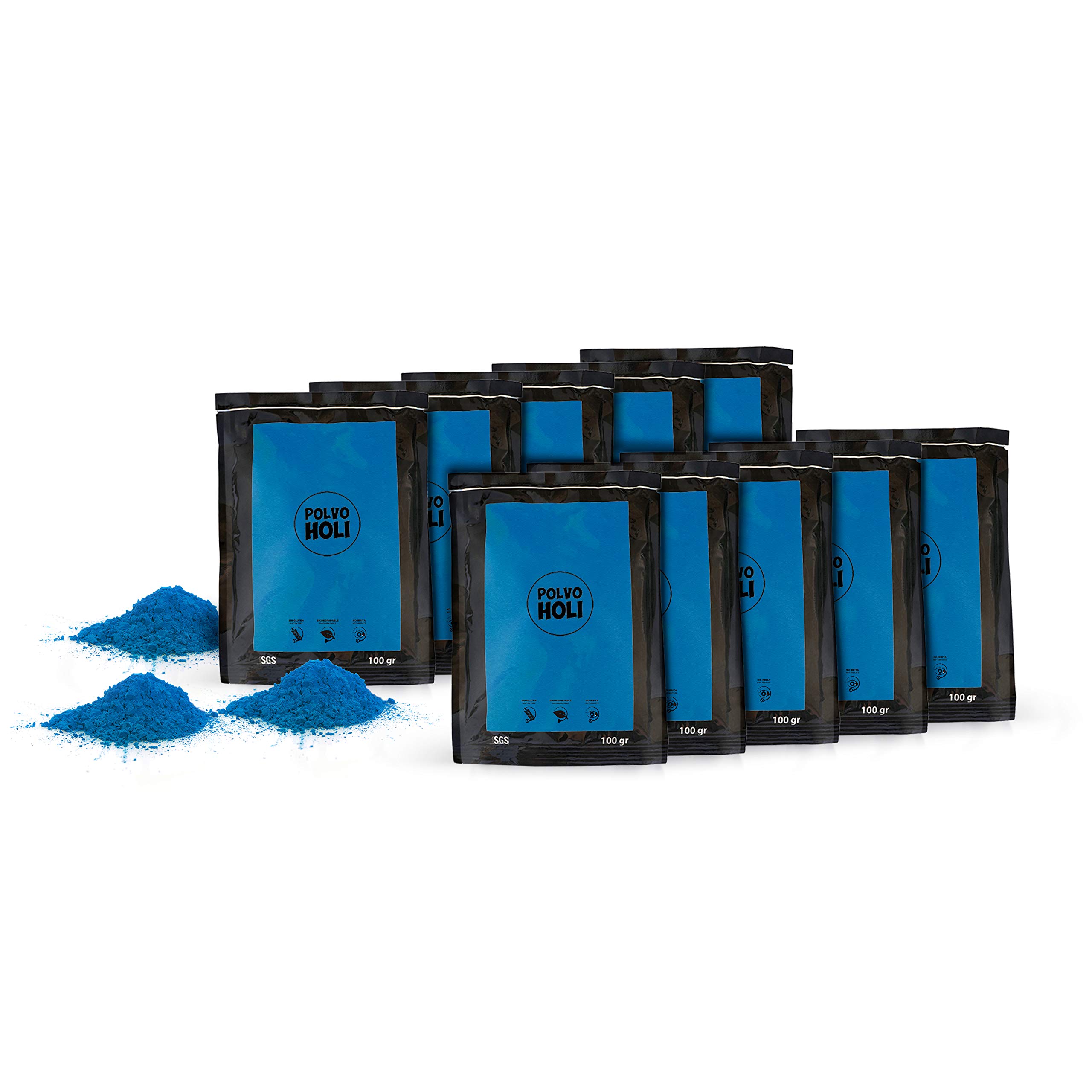 Pack with 10 Bags of Holi Powder 100g Each (Dark Blue)