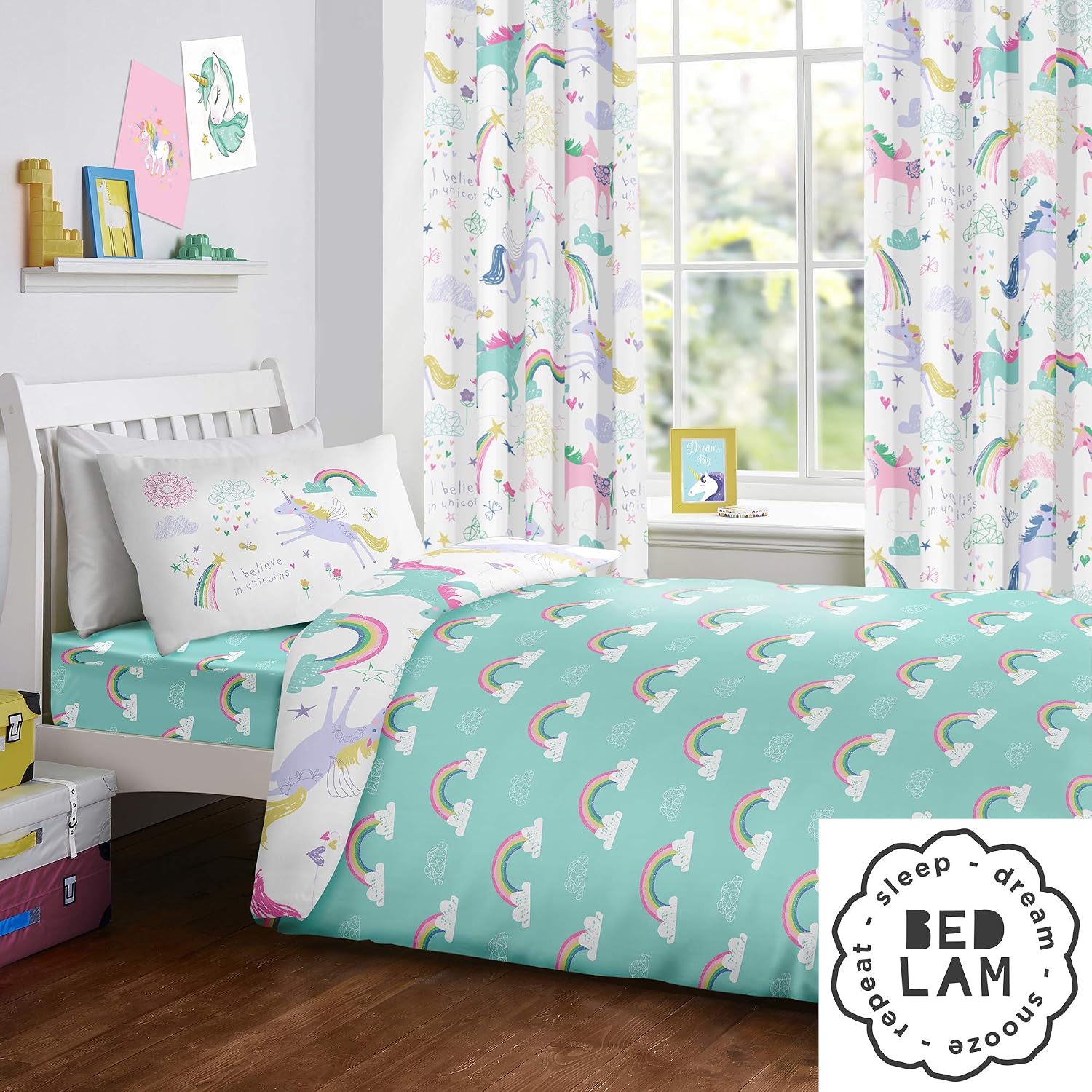 Bedlam Rainbow Unicorn-Duvet Cover Set, Multicolour, 2 pcs, Single - Image 4