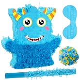 Monster Pi&ntilde;ata Party Decorations with Stick Blindfold and Confetti for Party Decorations Centerpiece, Photo Prop, Birthday, Funny Anniversary