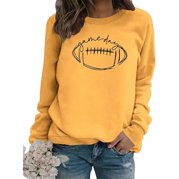 Funny Game Day Sweatshirt For Women - Football Fan Graphic Pullover, Lightweight Long Sleeve