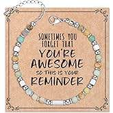 Desimtion Healing Natural Stone Bracelets for Women Girls, Sometimes You Forget You're Awesome -Christmas Gifts for Women Teen Girls, Best Friend Birthday Gifts for Women Friendship Bracelets