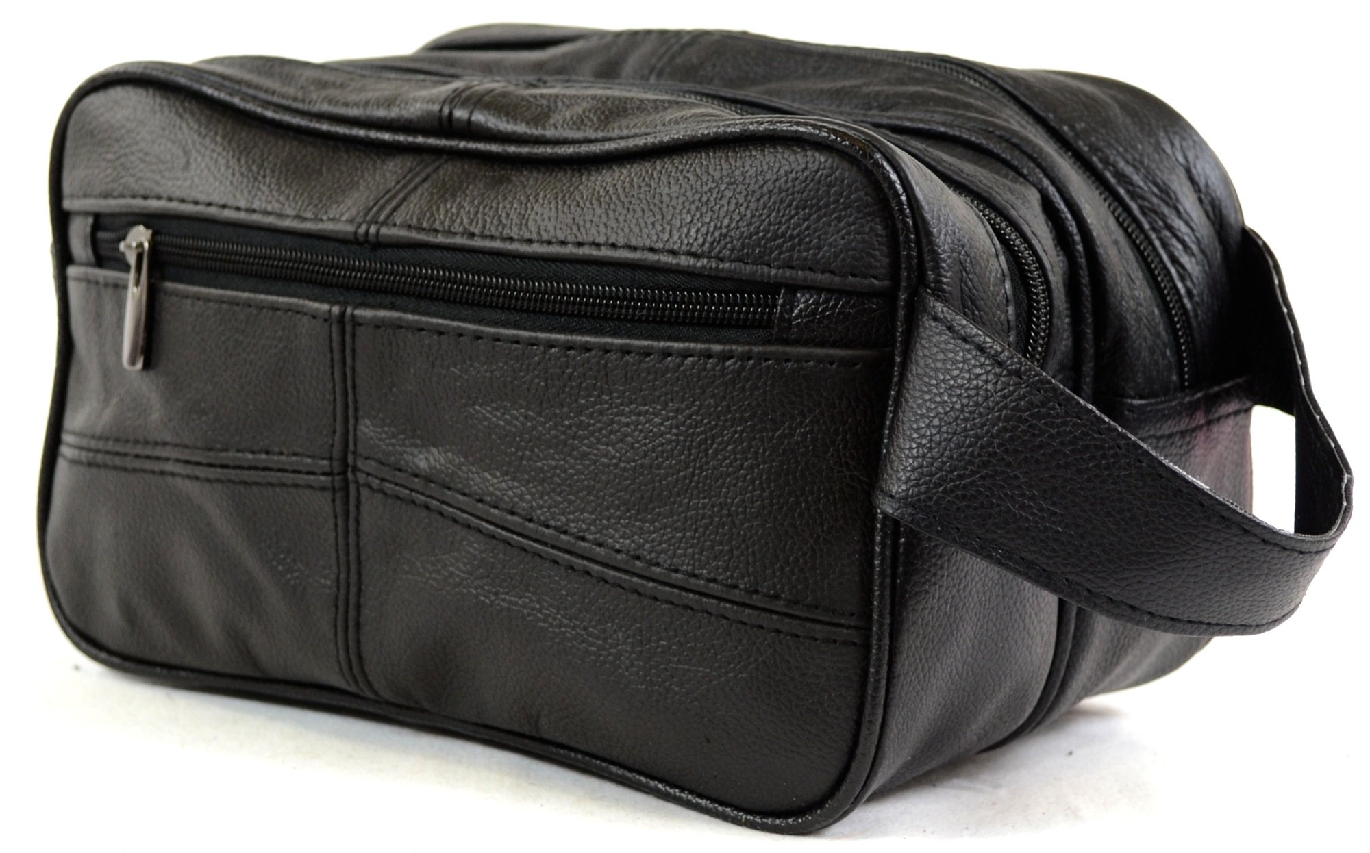 Vanity Bag for Men, Leather, for Personal Toilet Items/Travel/Holiday/Night Away/Weekend (Black or Brown) Black Black