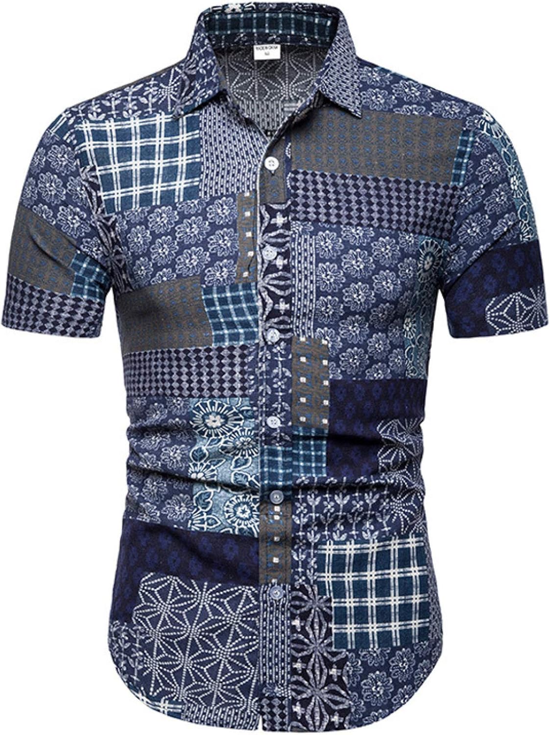 Men's Short-Sleeved Shirts Fashion Printing Slim Regular-fit