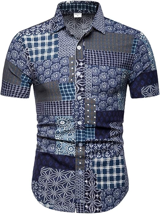 Men's ShortSleeved Shirts Fashion Printing Slim Regularfit