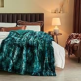 NEWCOSPLAY Super Soft Faux Fur Blanket Twin Size Tie-dye Dark Teal Sherpa Fuzzy Plush Warm Blanket for Sofa Bed (Tie-dye Dark Teal, Twin(60"x80"))