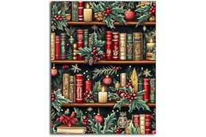 Gemozaic Christmas Paint by Numbers Kit for Adults, Book Shelf Adults Paint by Number Kits on Canvas with Acrylic Paints and Brushes, DIY Acrylic Painting,16 x 20 Inch