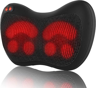 iKristin Back Neck Massager Pillow with Heat Deep Kneading 3 Speed USB Car