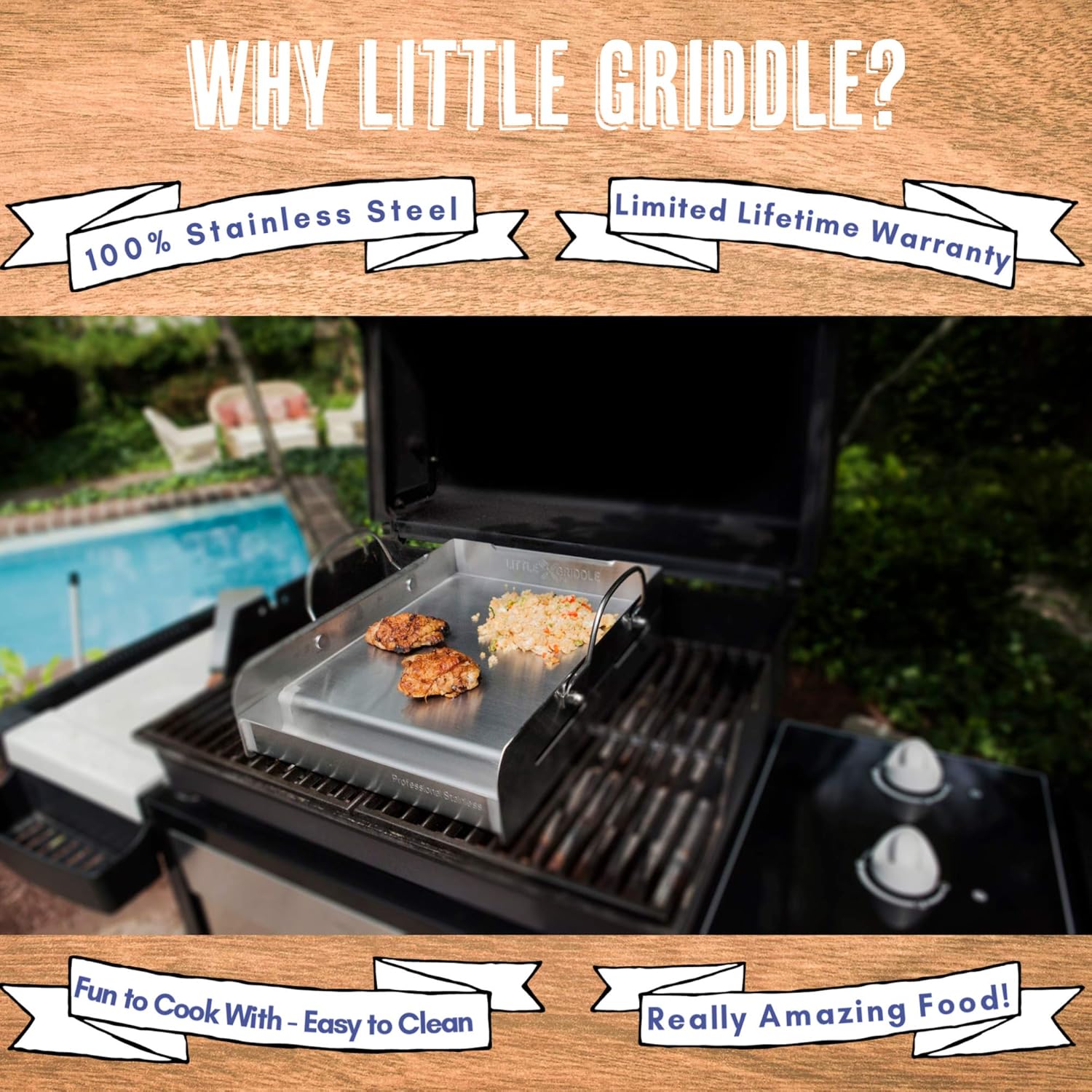 Little Griddle GQ230 100% Stainless Steel Professional Quality Griddle with Cross Bracing, 25" (Full Size) : Grill Griddles : Garden & Outdoor