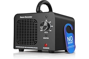 ODUOD Ozone Generator 60000mg/h, Industrial/Home Ozone Machine, Odor Removal for Areas of 6,000 Square Feet, High Capacity Odor Eliminator for Car, Rooms, Smoke, Pets, O3 Air Purifier Deodorizes (Black)