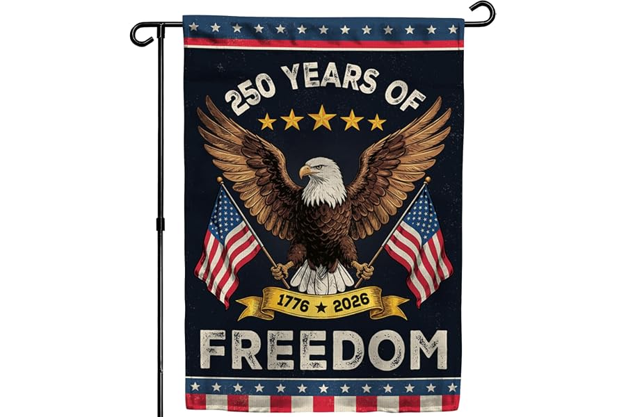250th Anniversary America USA Garden Flag for Outside, 250 Years of Freedom 1776-2026 Eagle Design Patriotic Double-Sided Waterproof Yard Flag 12x18 Inch for 4th of July Memorial Day Outdoor Decor