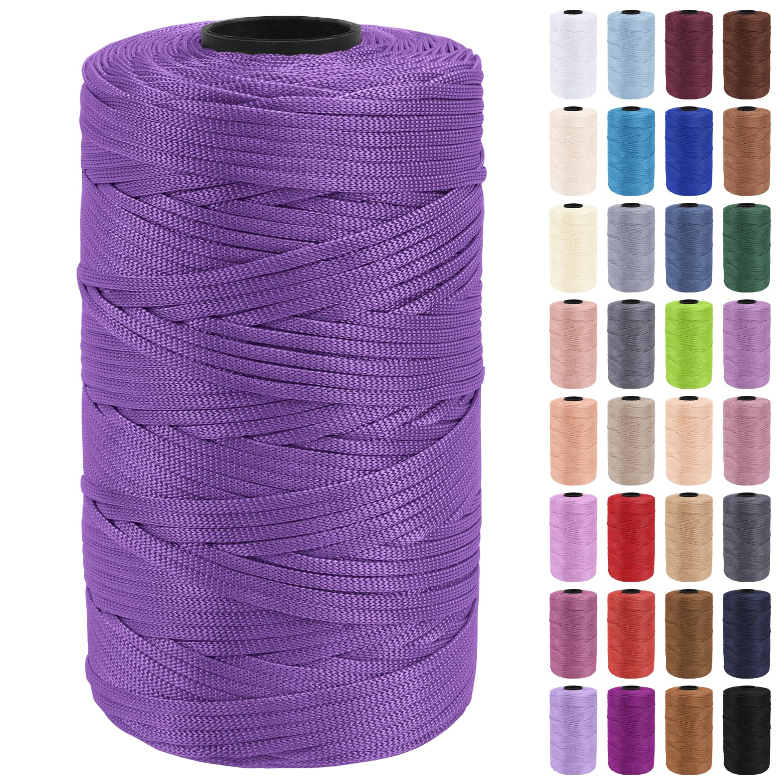 Uiopa Macrame Cord 3mm x 200m Polypropylene Flat Macrame String Crochet Yarn for Handbags, Shopping Bags, Sun Hats, Shoes, Carpets, DIY Crafts, Decorative Projects