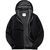 Fozexi Men's Sherpa-Lined Full-Zip Hooded Fleece Sweatshirt Black Small
