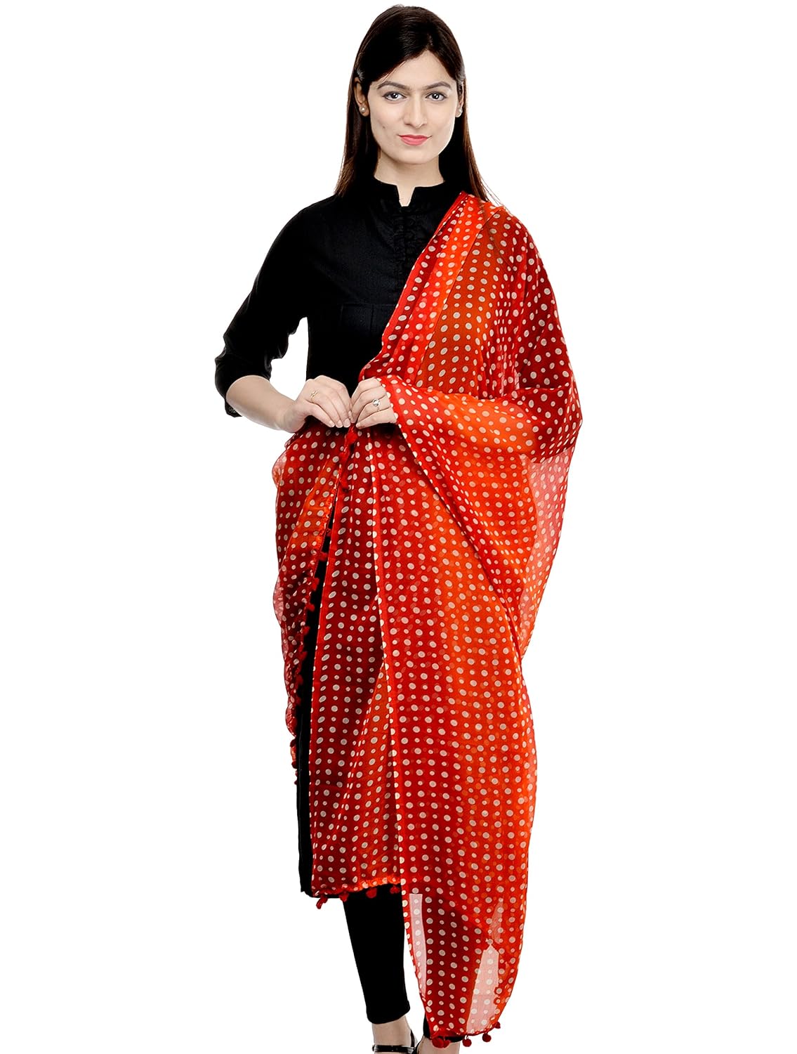 weavers villa&reg; printed faux chiffon dupattas polka design women's dupatta , scarf, stole