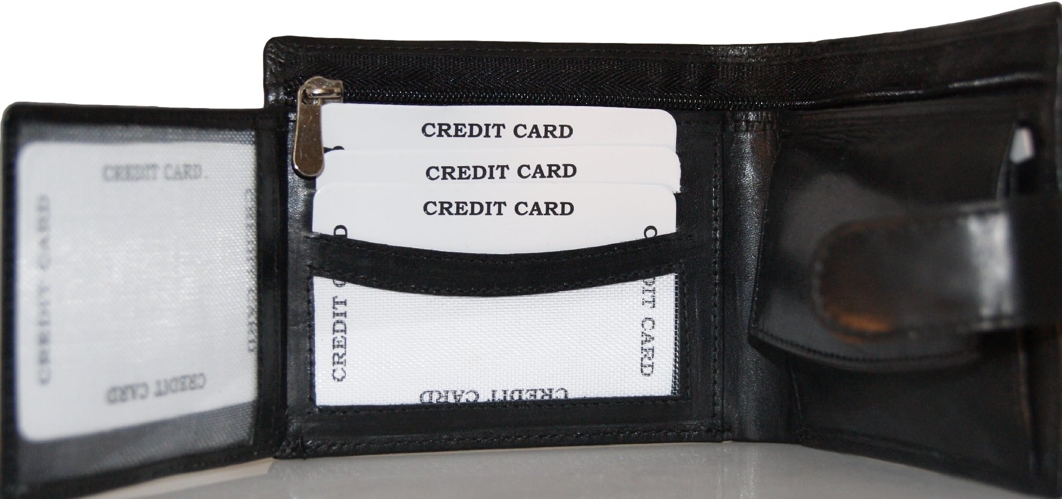 Rowallan Crystal Aniline Cowhide Tabbed Flip Out Wallet (Black) - Suppliers of Fine Leather Goods