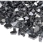 Gozarp 10 lbs Fire Glass for Propane Fire Pit, Black, 1/2 Inch Reflective Fireplace Glass Rocks for Fire Pit Table/Gas Fireplace/Outdoors and Indoors