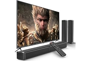 GEOYEAO Sound Bar, Bass Speakers for Smart TV with Dual Subwoofer 3D Surround Sound System, 32 Inch 2.2CH Home Theater Audio Soundbar, HDMI ARC Connection, 2 in 1 Detachable & Wall Mountable