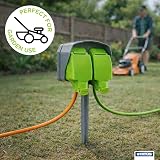Status 15m Extension Lead Dual Socket Outdoor IP54 13A Green view 6