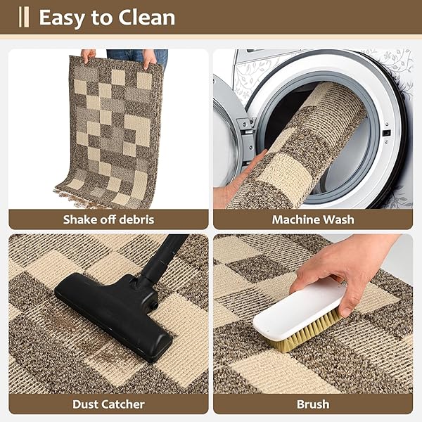 LWYYQB MUDDY MATS FOR DOGS RUGS DIRT TRAPPER,DOOR MAT NON-SLIP WATER ABSORPTION INDOOR WASHABLE FOR BEDROOM,KITCHEN, LIVING ROOM,LAUNDRY ROOM FOR ENTRYWAY CLEAN INSIDE FOR RV, GARAGE 32″X48″ BROWN