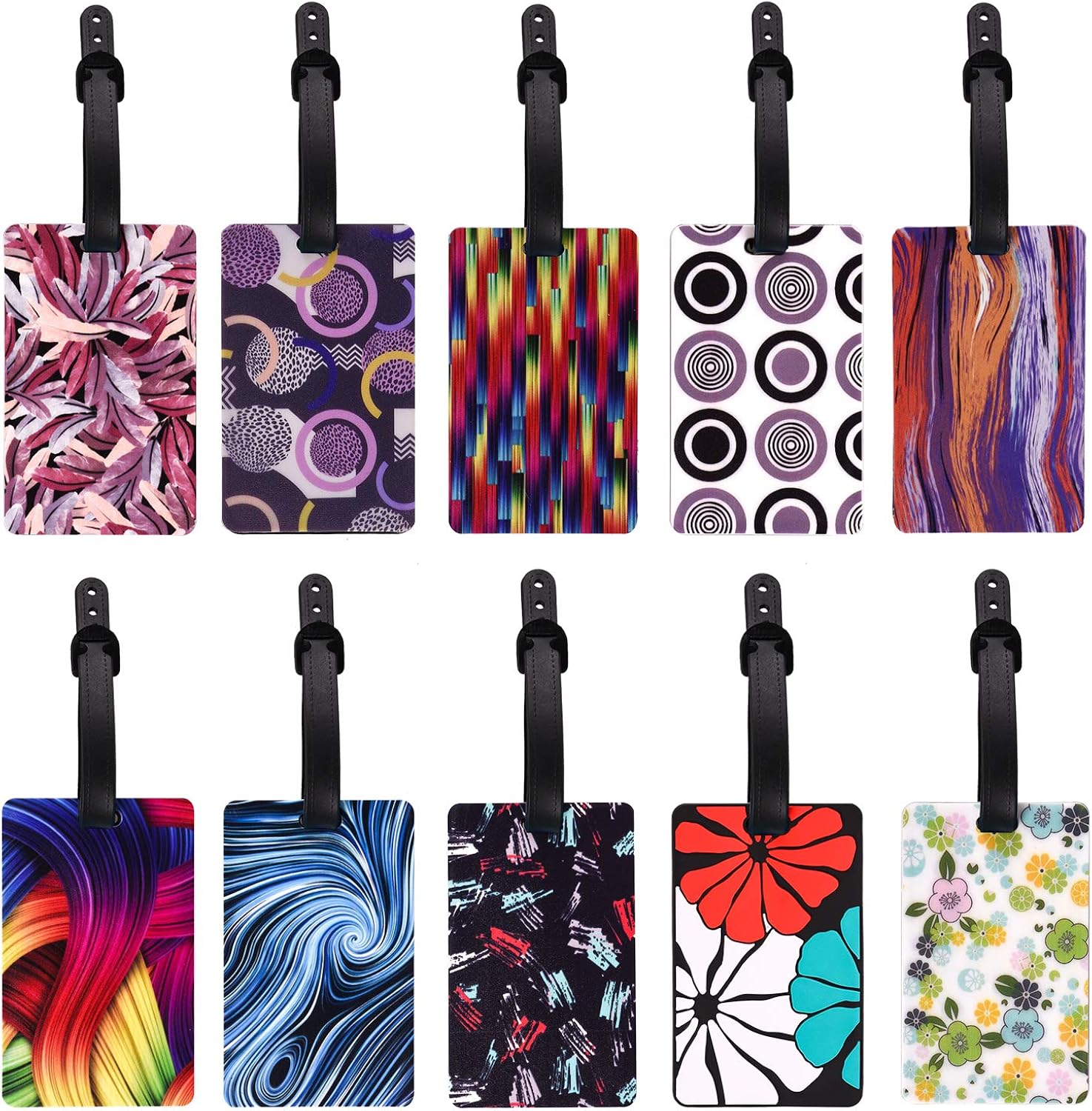 Amazon.com | MerryNine Luggage Tags, Cool Luggage Tags, Bright Color Mosaic Pattern Durable Tag ...