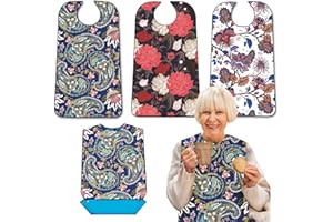EpoBob Adult Bibs with Crumb Catcher, Washable and Adjustable Adult Bibs for Women Men Elderly Seniors