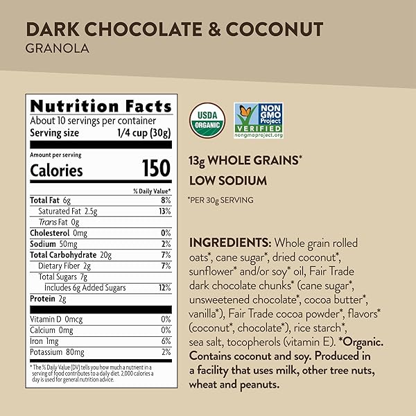 LOVE CRUNCH ORGANIC DARK CHOCOLATE & COCONUT GRANOLA, 11.5 OZ (PACK OF 1), NON-GMO, FAIR TRADE, BY NATURE’S PATH