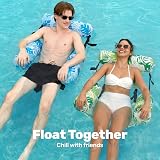 Sloosh Inflatable Pool Chair 2 Pack Tropical Leaves Adjustable Backrest view 3