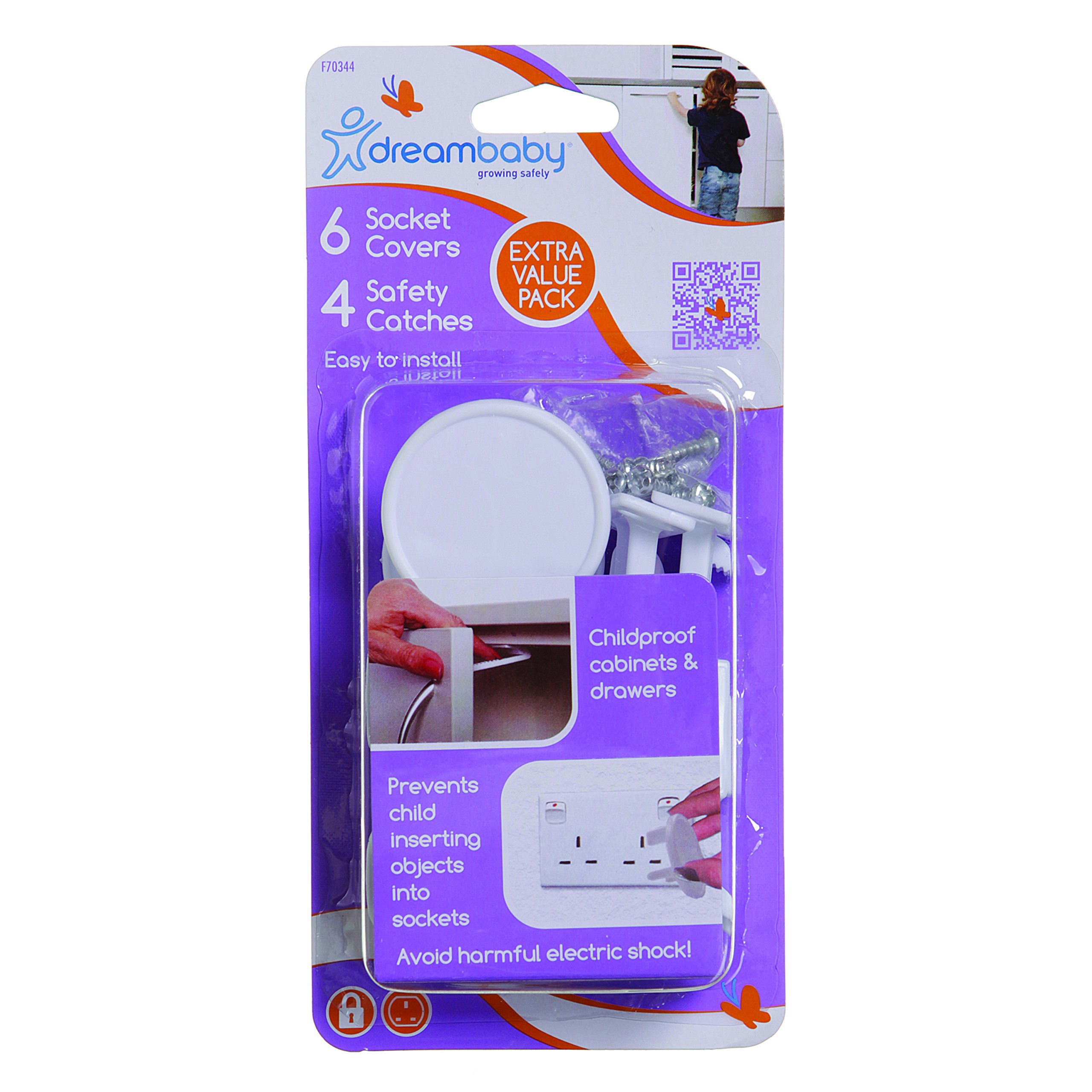 Dreambaby Pack of 6 Socket Covers and 4 Safety Catches (White)